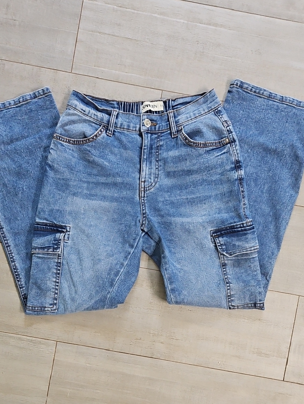 Love Women's Wide Leg Flare Jeans in Light Blue Denim